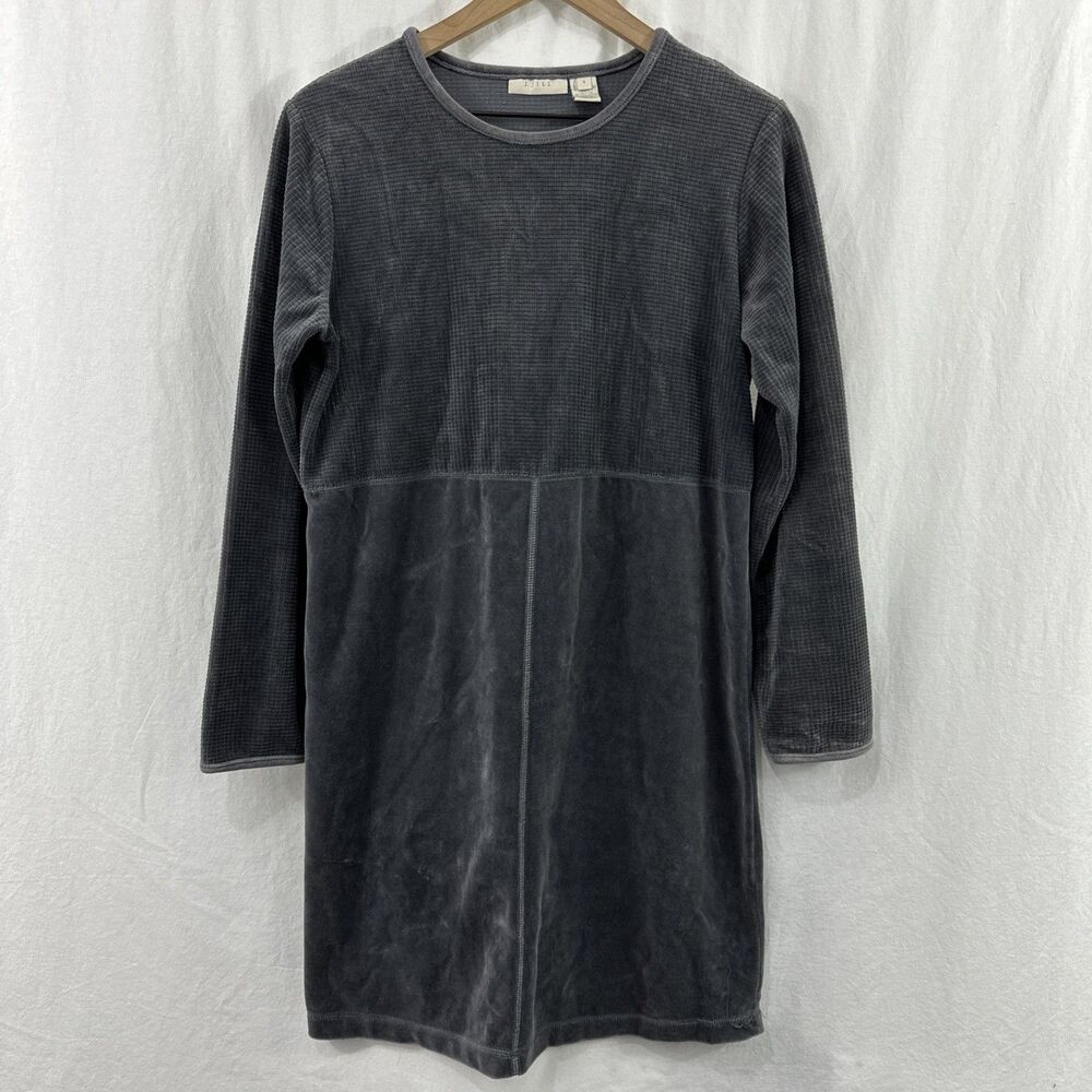 J. Jill Vintage Gray Velvet Long Sleeve Shift Dress Womens Size S Comfort Party